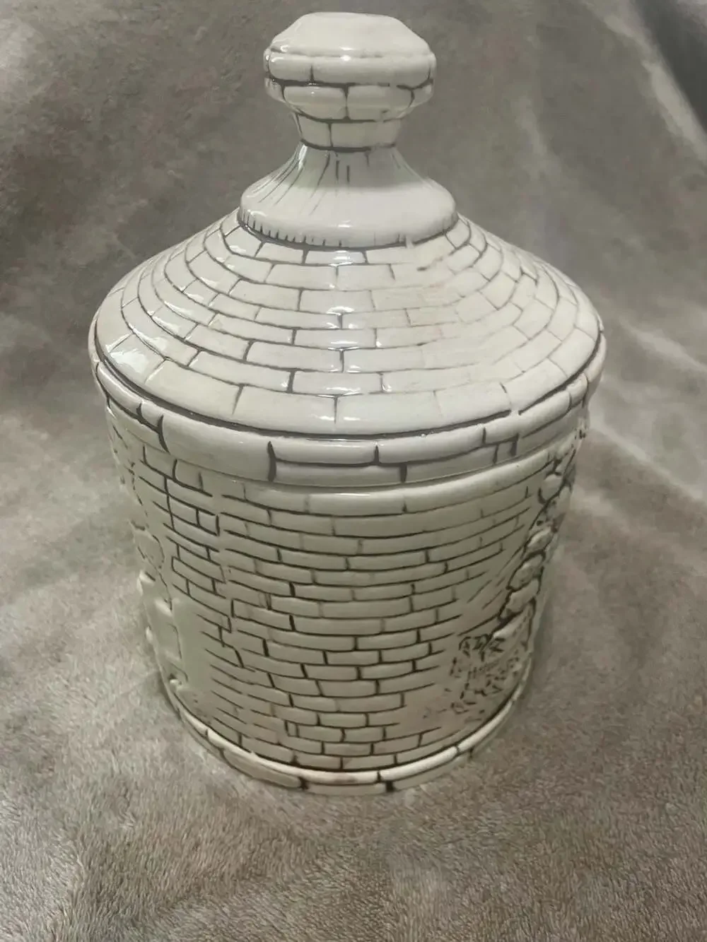 Vintage Ceramic Water Mill Embossed Cookie Jar